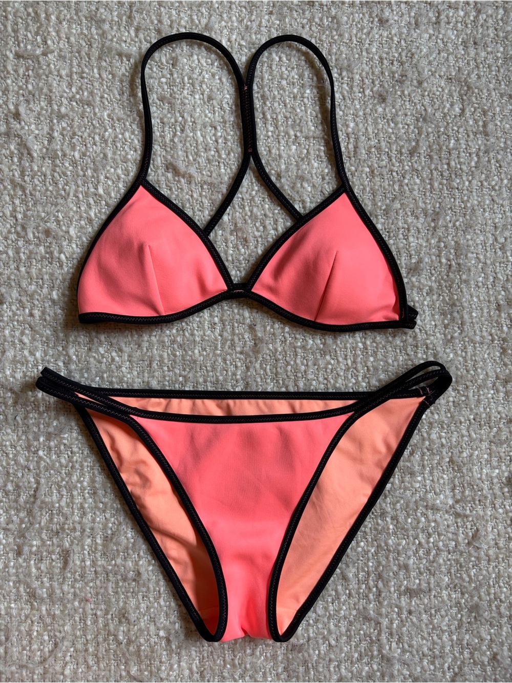 🌞 VICTORIAS SECRET WOMENS SIZE SMALL ORANGE RACERBACK TRIANGLE TOP BIKINI